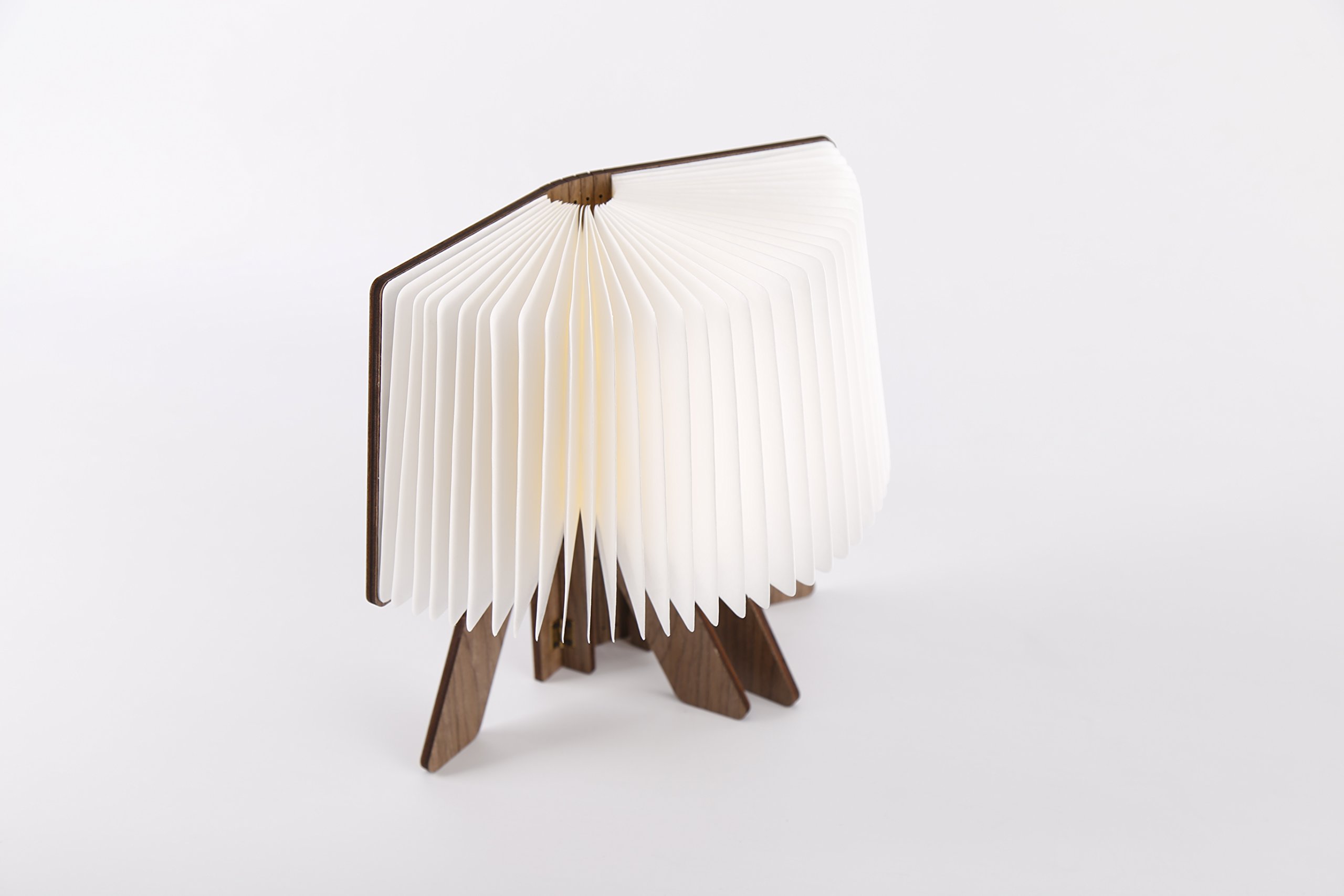 Redlution USB Rechargeable LED Wooden Folding Book R Shape Light Desk Night Lamp 3 Modes (Black)