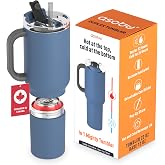 ASOBU DUPLEX 2-in-1 Travel Mug and Beer Can Holder Enjoy hot and cold drinks simultaneously -22 oz Hot Coffee or Tea Tumbler with Attached 12 oz Cold Can Holder for Beer or Soda, Slate Gray