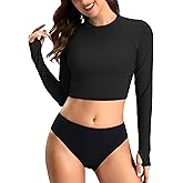 Soothfeel Rash Guard for Women Long Sleeve Crop UPF 50+ Sun Protection Swim Shirts Quick Dry Bathing Suits Swimsuit Tops Only