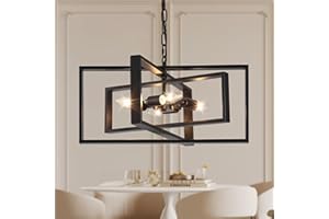 Modern Chandelier 4-Light, Black Farmhouse Light Fixture Cross Chandeliers for Dining Room Living Kitchen Island Bedroom Livi