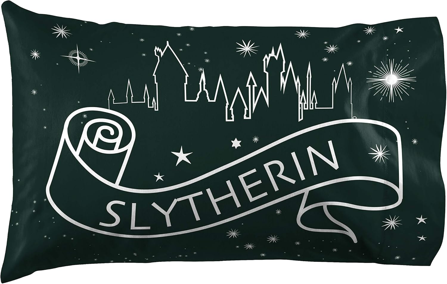 Harry Potter Serpent Stars 1 Pack Pillowcase - Double-Sided Kids Super Soft Bedding - Features Hogwarts House Slytherin (Official Harry Potter Product)