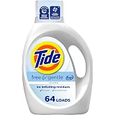 Tide Free &amp; Gentle Liquid Laundry Detergent, 64 Loads, 84 fl oz, Tide Laundry Detergent, Clean Laundry Detergent