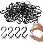 LTHTRADE 50PCS 1 Inch S Hooks, Mini Black Carbon Steel Metal S Hooks for Hanging Plants, DIY Crafts, Jewelry, Key Chains, Christmas Ornaments