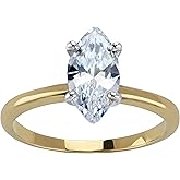 Palm Beach Jewelry PalmBeach 18k Gold-Plated or Silvertone Marquise Cut Cubic Zirconia Solitaire Engagement Ring, 2 TCW CZ Size 6