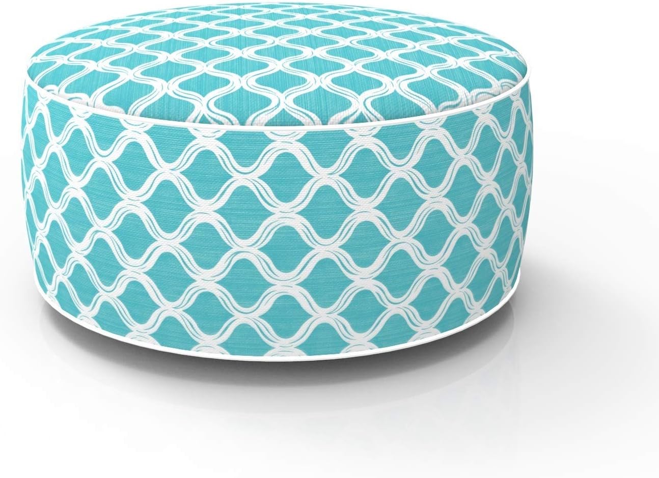 FBTS Prime Outdoor Inflatable Ottoman Blue Round 21x9 Inch