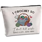 SYIJIMSJKT Crochet Makeup Bags for Women Crochet Gifts for Crocheters Cosmetic Bag Crochets Supplies and Accessories Gadgets for People Who like Crocheting Christmas Birthday Travel Zipper Pouch