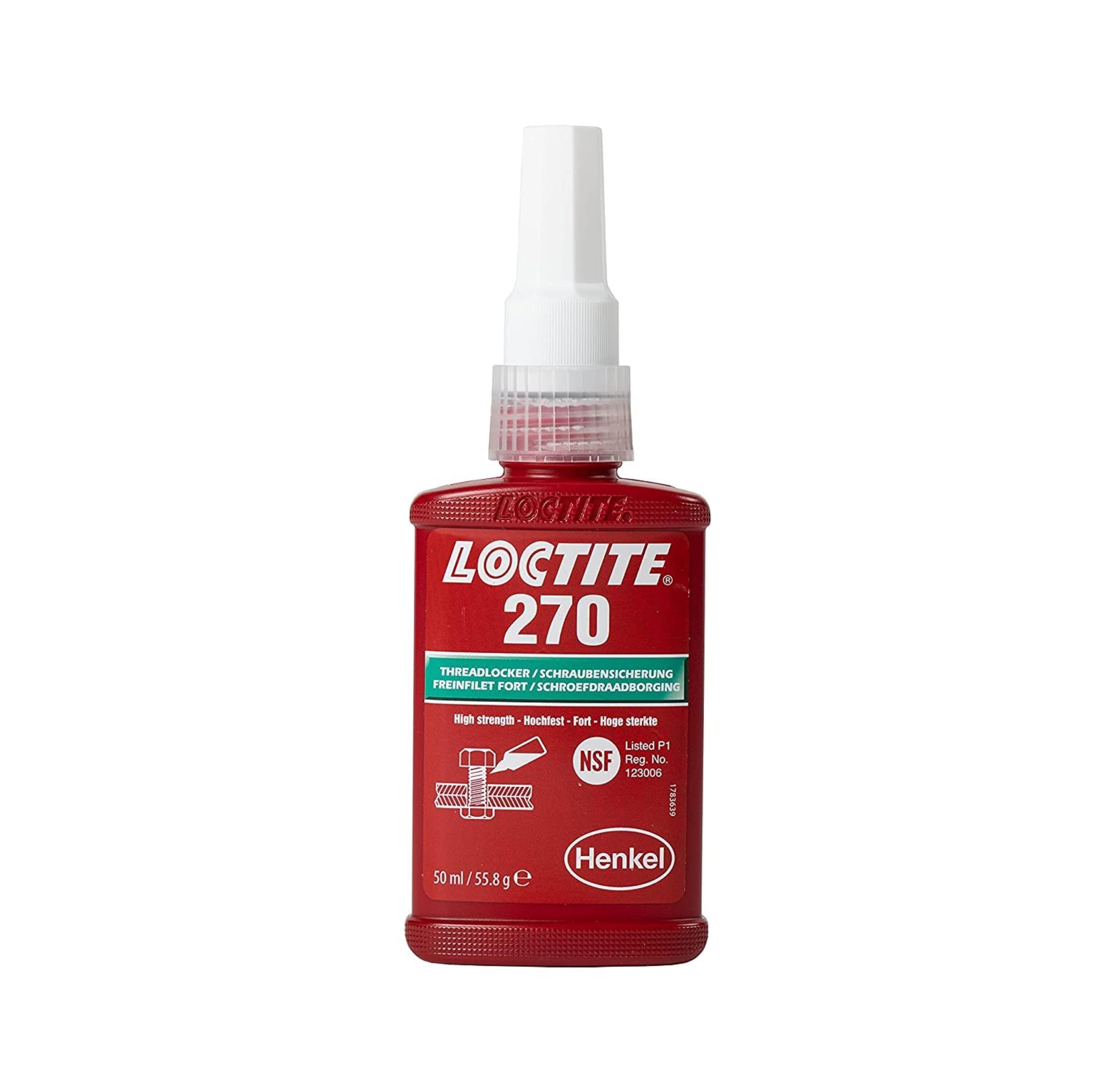 LOCTITE 270, Adhesive for the Permanent Securing of Screws, High-Strength Thread Lock for Metal Threads, Liquid Glue for Pumps, Gearboxes and More, 1x50ml