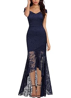 Miusol Vintage Encaje Slim Vestido de Noche Largo para Mujer