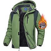 Zoofly Men's Mountain Ski Jacket Waterproof Fleece Liner Snow Coat Warm Winter Windproof Hooded Raincoat