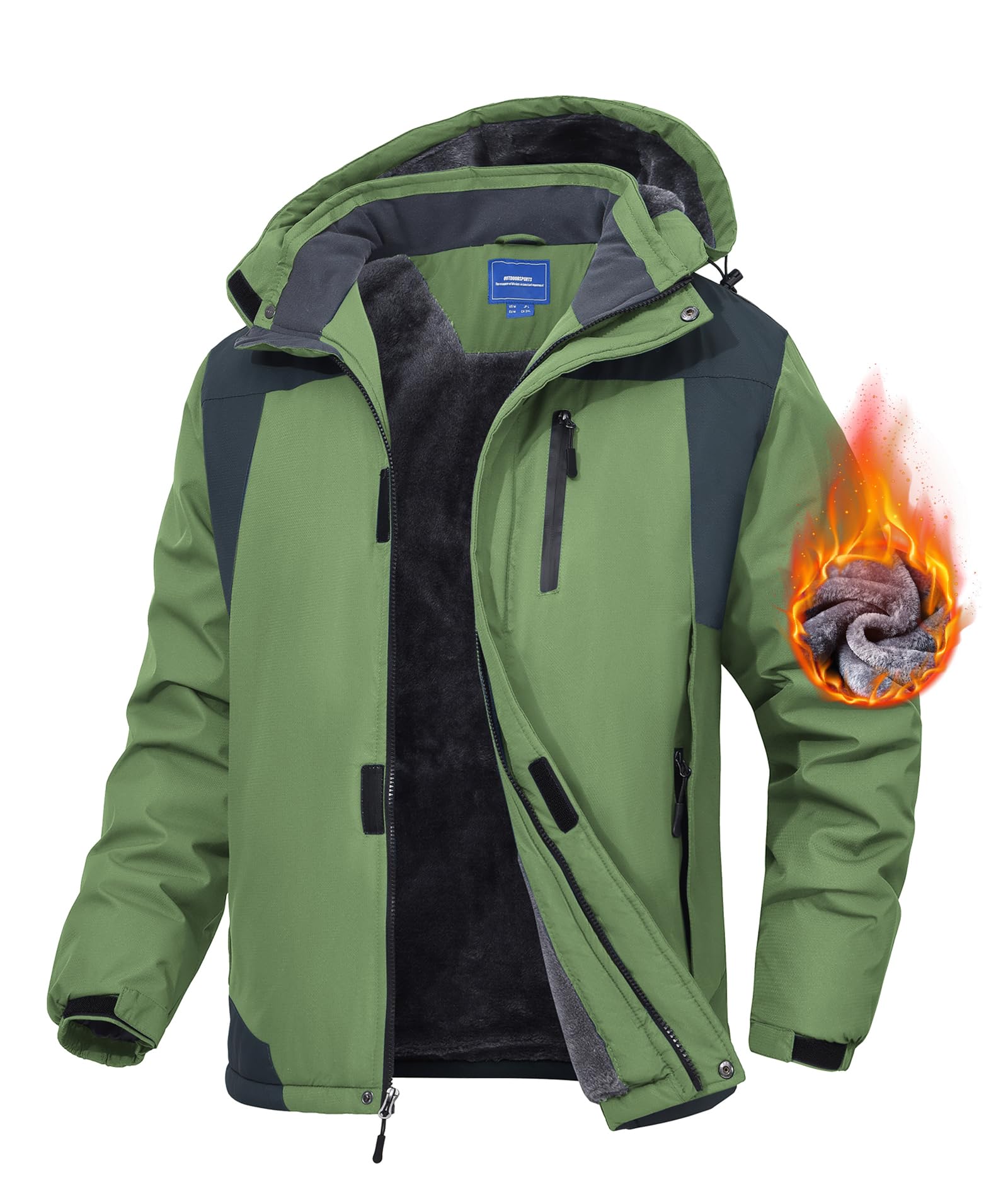 Zoofly Winter Jackets Mens Warm Fleece Windproof
