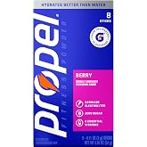 Propel Electrolyte Enhanced Water Drink Mix Powder Packets, Berry, Zero Calorie &amp; Zero Sugar Hydration with Electrolytes and Vitamins C &amp; E, (8 Packets)