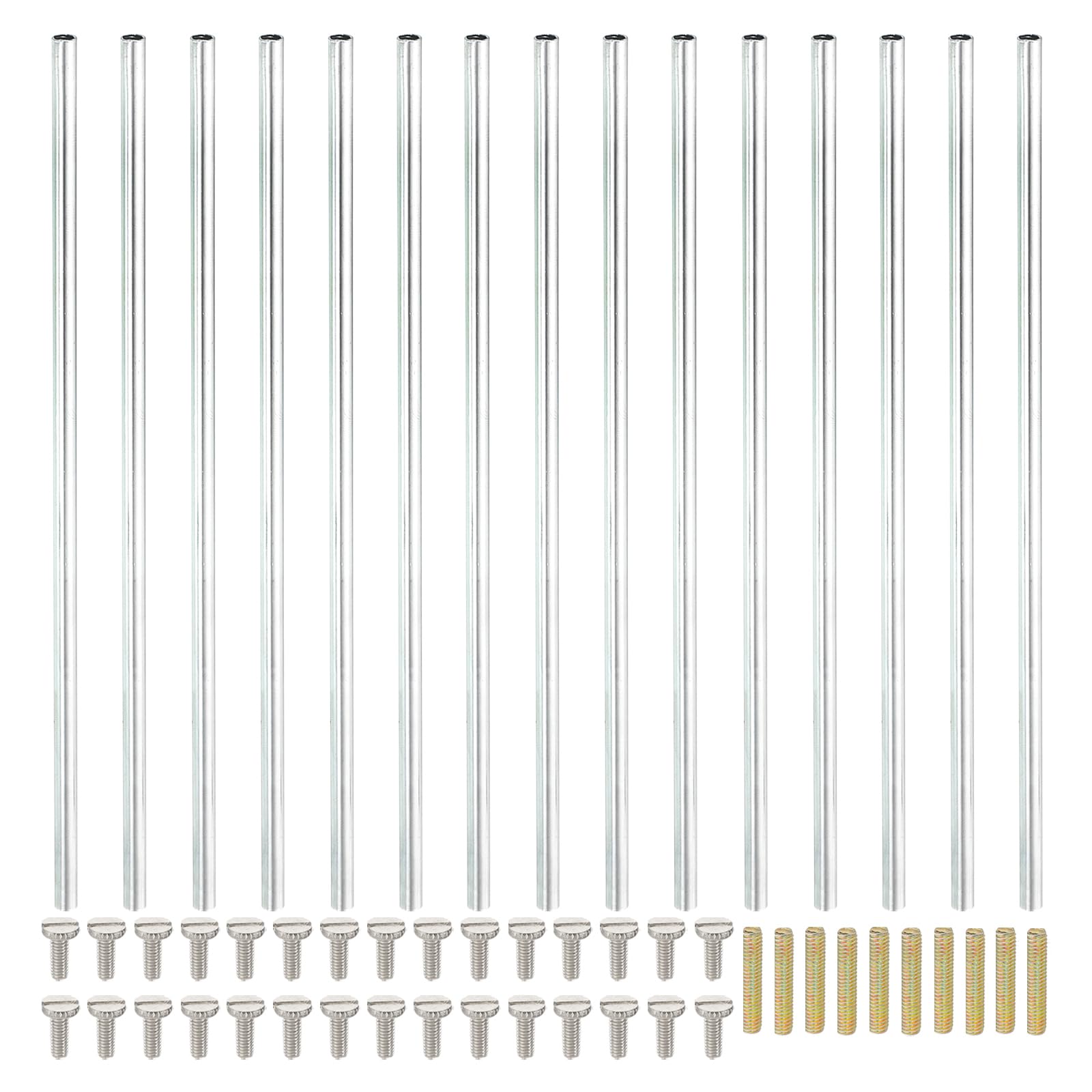 PATIKIL 180mm (7.1") Round Coupling Nuts Kit, M4 Threaded Connector Bar Hardware with Fully Thread Rod Slotted Screw for Lamp Model Furniture DIY Repair Part