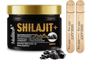 MULITTEA Shilajit Resin Supplement, Shilajit Pure Himalayan Organic Resin, with 85+ Trace Minerals & Fulvic Acid for Focus & Energy, Immunity, Natural Shilajit Resin 600mg, Men & Women, 60 Grams, 100 Servings