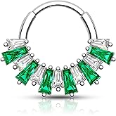 Agrewd Minimalist Septum Rings 16G Silver Septum Jewelry Clear CZ Helix Daith Earrings for Women Stainless Steel Daith Piercing Jewelry