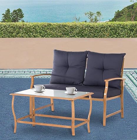 Amazon Com Solaura Patio Outdoor Furniture 2 Piece Loveseat Light