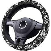 Flower Sugar Skull Steering Wheel Cover Women 15 inch Anti-Slip Sweat Absorption Steering Wheel Covers Cute Car Accessories Decor Car SUV Sedan Vans Truck Protector