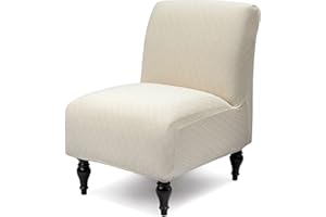 Liykimt Armless Accent Slipper Chair Cover Slipcover,Slipper Chair Jacquard Fabric Stretch Spandex Removable for Armless Chair Furniture Protector Covers for Living Dining Room (1, Rhombus Beige)