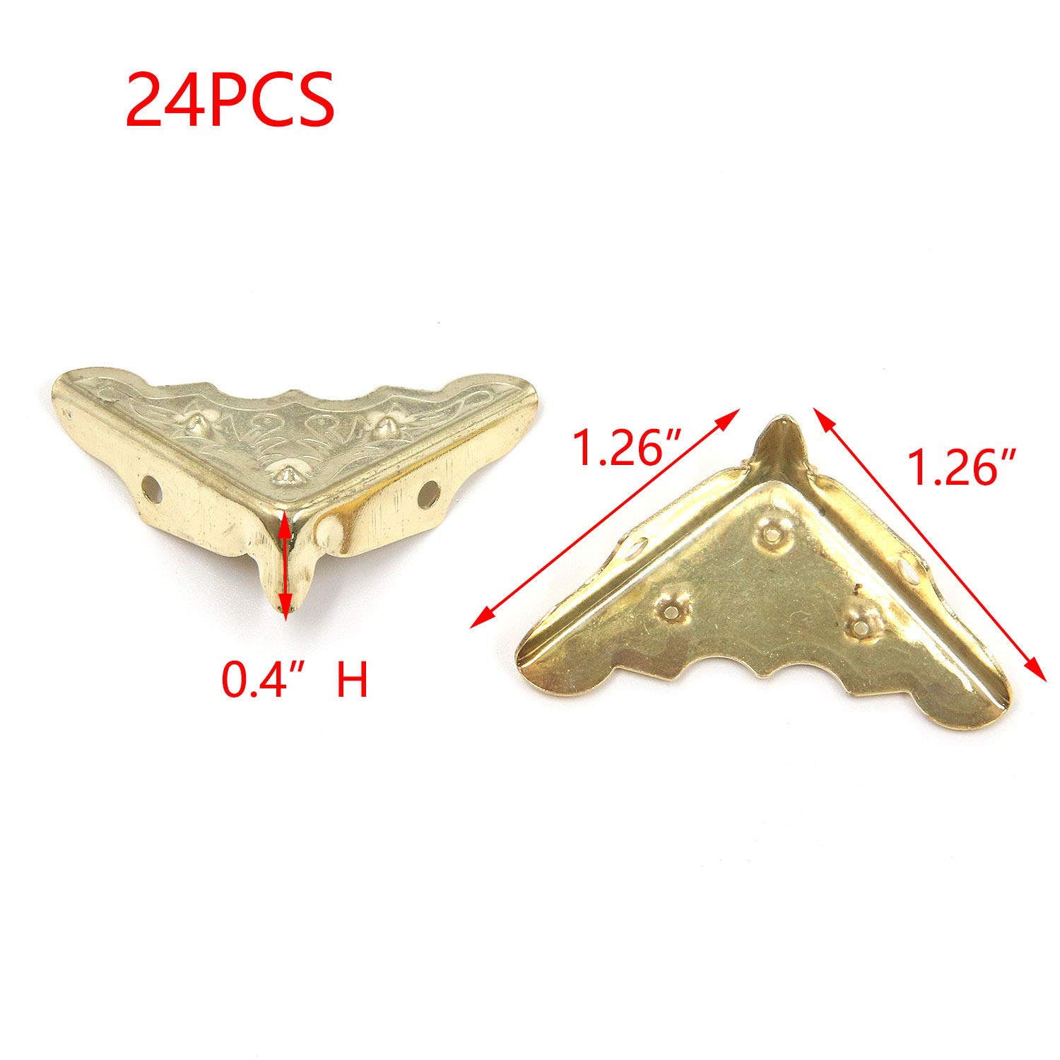 T Tulead Golden Corner Protectors 1.26-Inch Corner Bracket Box Corner Guard Protector Furniture Decorative Corner Guard Pack of 24 with Mounting Screws