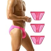 PAIZH Men's Mesh Sport Underwear Stretch Low Rise String Bikini Briefs 3 Pack
