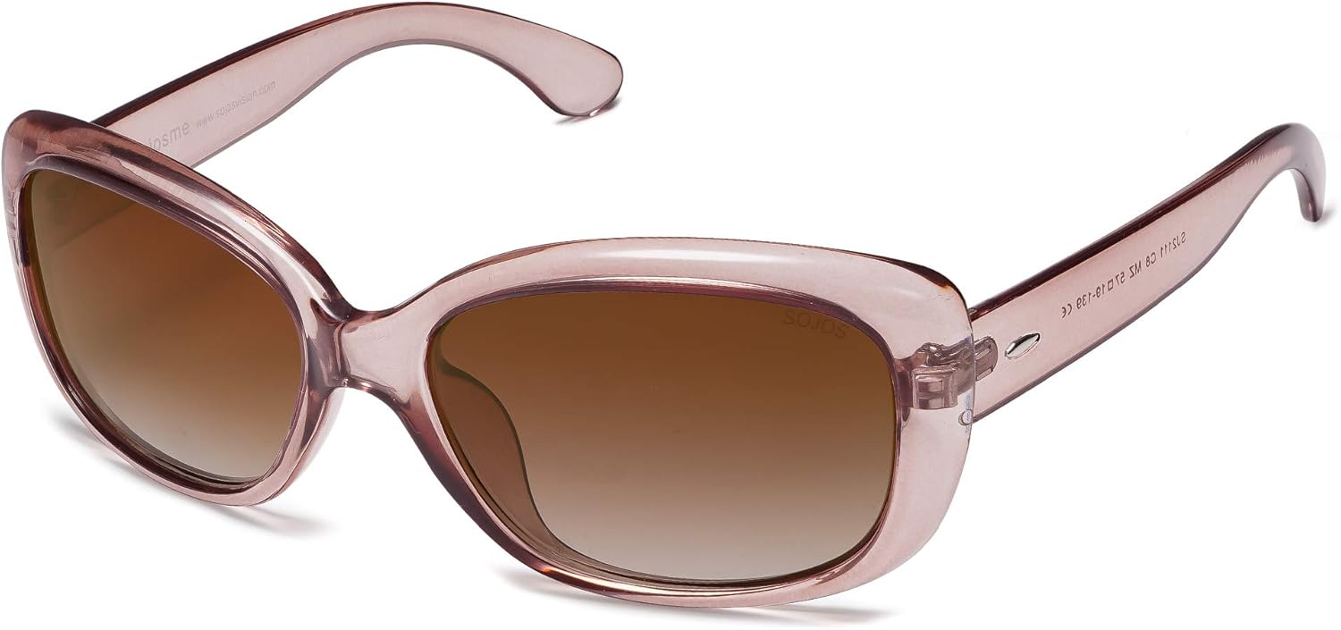 SOJOS Vintage Square Sunglasses for Women Polarized UV Protection Havana Frame SJ2111 with Transparent Brown Frame With Gradient Brown Lens: Clothing