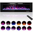 Zionheat 60 inches Electric Fireplace-Wall Fireplace for Living Room-Fireplace Freestanding/Inserts/Wall Mounted with Remote Control, Timer, Dimmer, 12 Flame Colors, 750/1500W, Ultra Thin