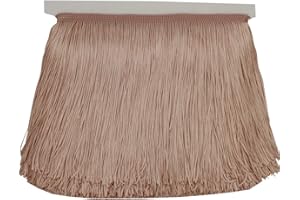 Nonmol Fringe Trim Tassel Sewing Trim 6Inch Width 10 Yards Long for Clothes Accessories Latin Wedding Dress DIY Lamp Shade Decoration (Dusty Pink), White,Pink