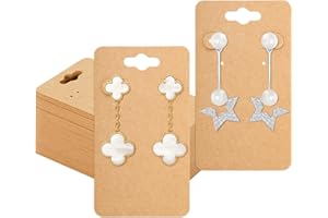 joycraft 100Pcs Earring Cards, 2 x 3.54 Inch Brown Earring Display Holder Cards, Blank Paper Cards with 6 Holes, Jewelry Disp