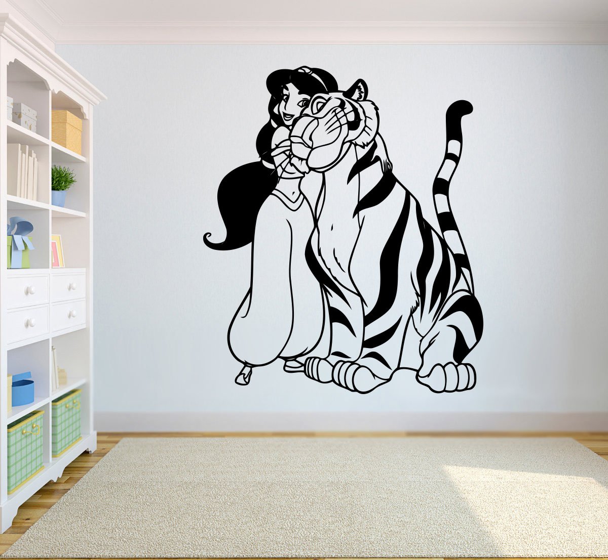 B01nazhmkl Disney ジャスミン Cartoonビニールポスターアラジン壁ビニールデカールホーム内部装飾子ベビー保育園壁イメージald11 Rajah壁ステッカーwalt ウォールステッカー 売れ筋アイテムラン