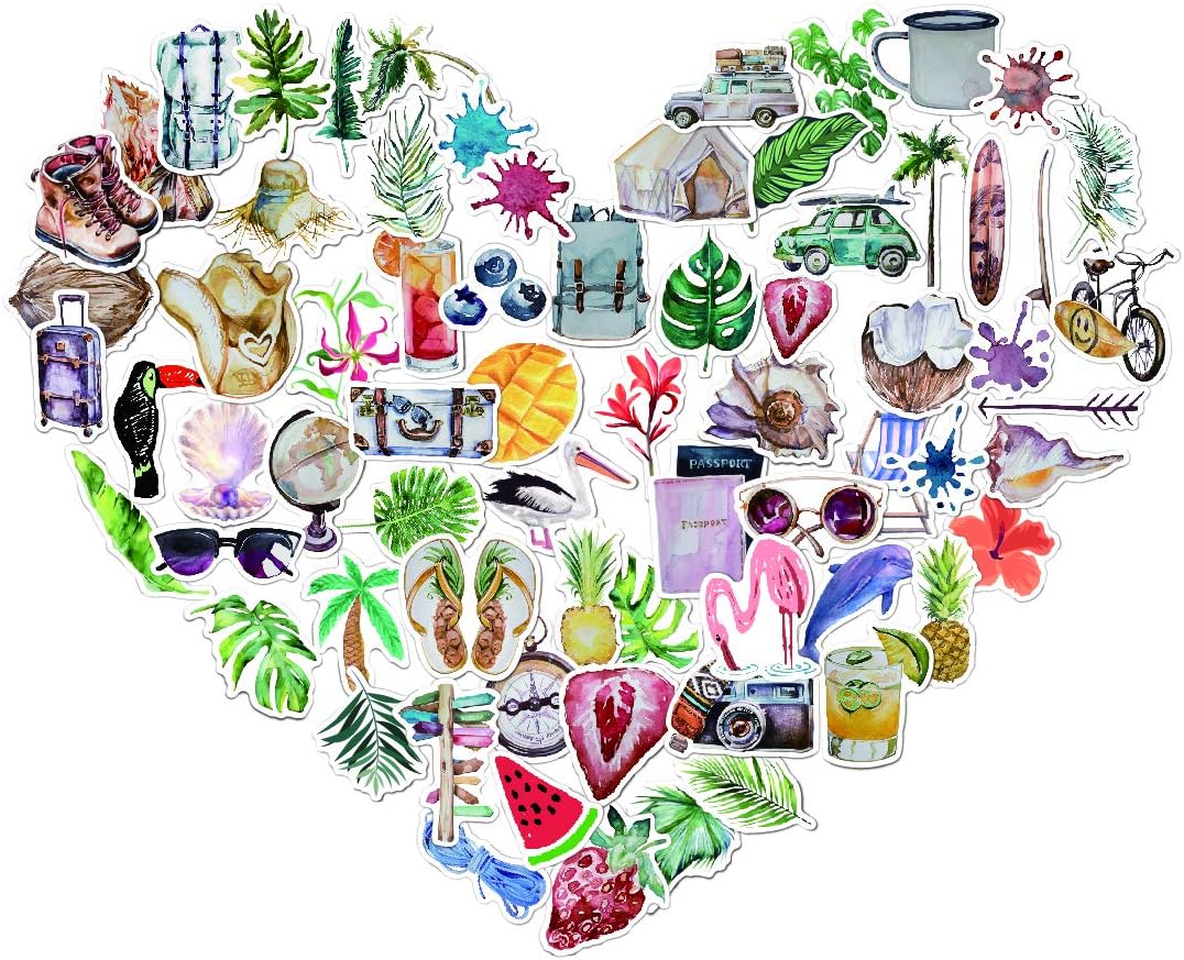 The Computer Stickers,Watercolor Travel Stickers and Outdoor Adventure Decals and Waterproof Laptop Stickers,Outdoor Adventure Decals | Laptops and Luggage | Cute Sticker Pack for Scrapbooking, Plann