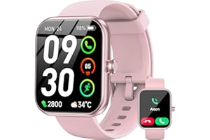 BOOOMIC Smart Watch with Alexa Built-in, 1.83" HD Touchscreen Fitness Tracker, Bluetooth Notifications/Calls, IP68 Waterproof, 120+ Sport Modes, 24/7 Heart Rate & Sleep Monitor for iPhone Android iOS (Pink)