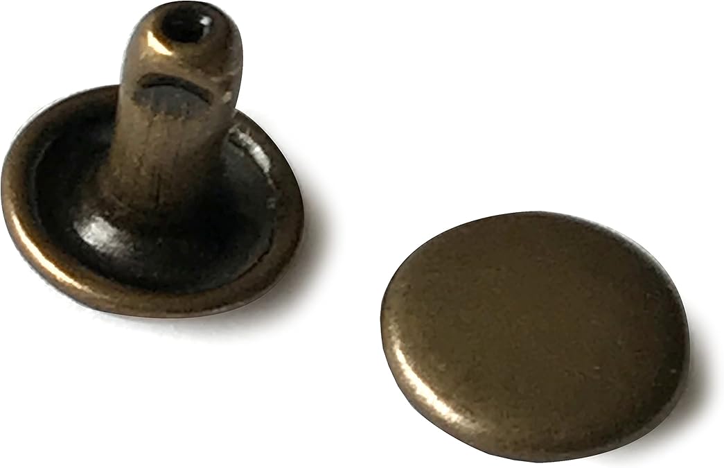 100 double cap rivets Doublesided Rivets in Antique Brass colour