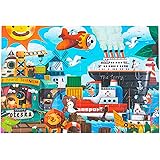 Nifyto Town Pier Jigsaw Puzzles 56pieces for Kids Age 3-5/4-8, Transportation/car/Airplane/Traffic Puzzles,Table Game for Kid