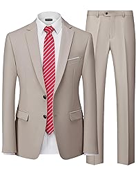 Hihawk Men's 2 Piece Slim Fit Suit with Stretch