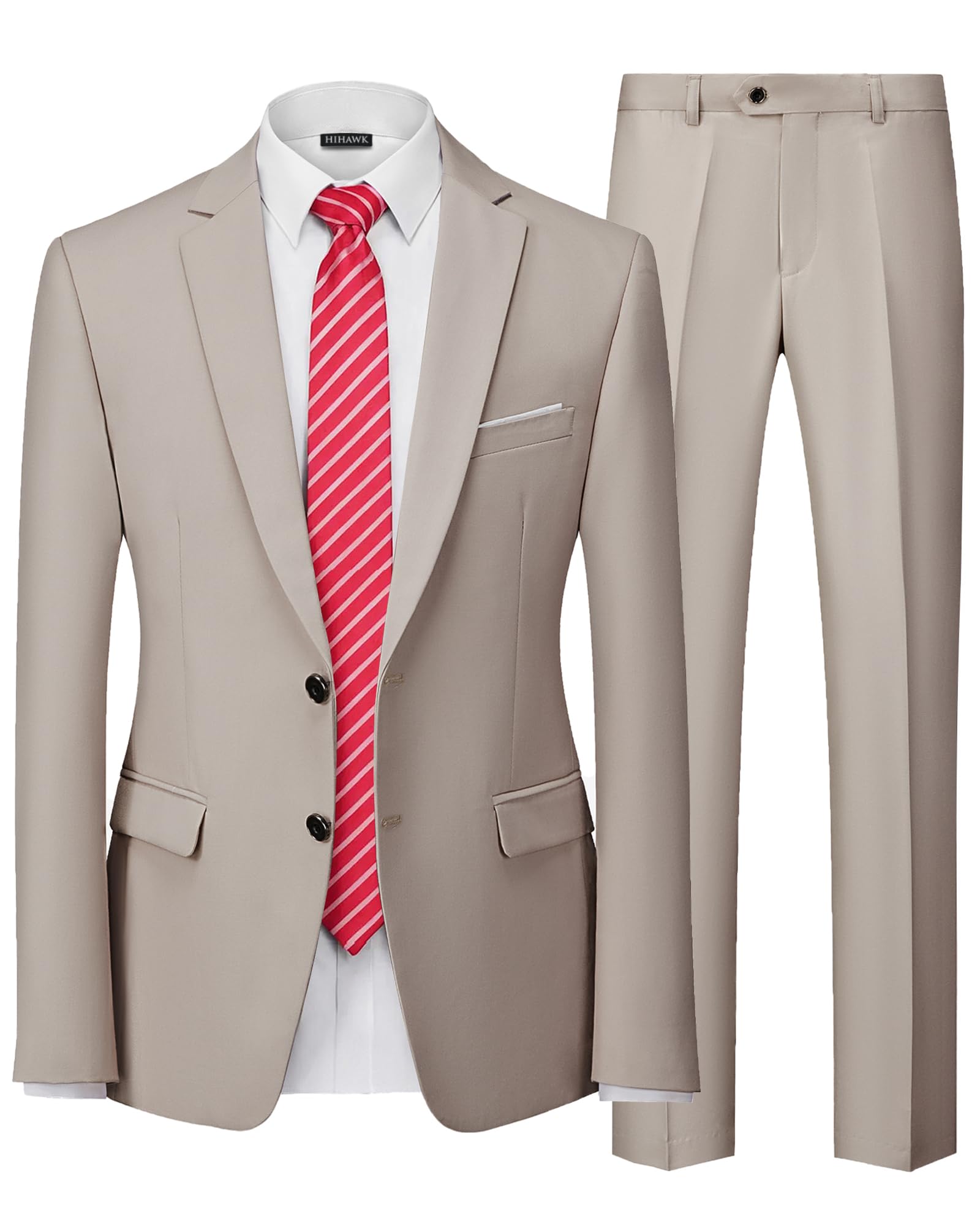 Hihawk Men's 2 Piece Slim Fit Suit with Stretch