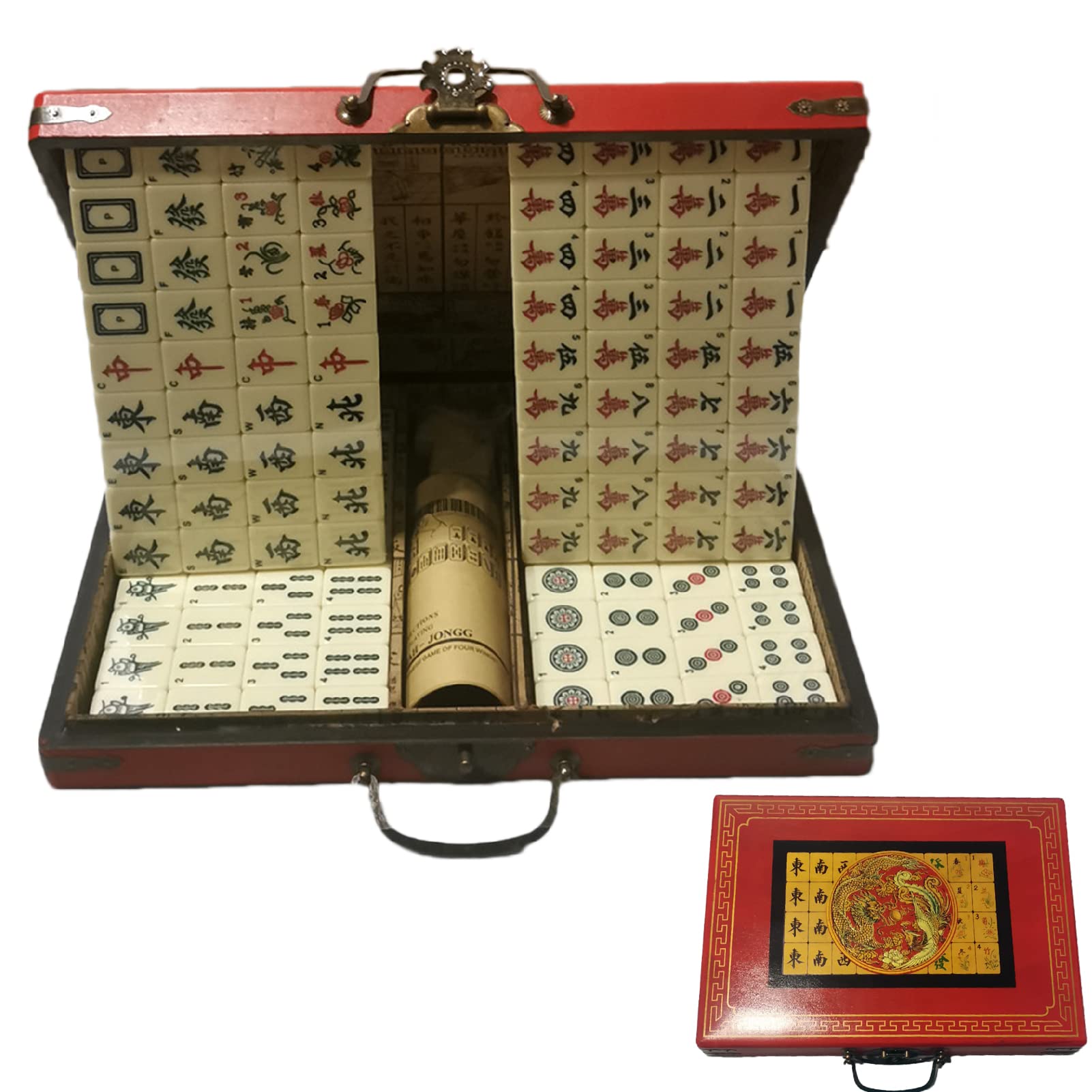 NiC IS COCNG Mahjong Set, Portable Chinese Mahjong Traditional Game Set for Home or Travel Family Game Gathering Friends Gathering Board Game for Age 16+