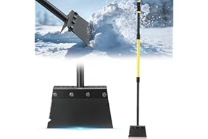 Jardineer Ice Scraper for Driveway, 60" Long Handle Snow Shovel with Thickened Blade, Multifunctional Metal Flat Shovel for W