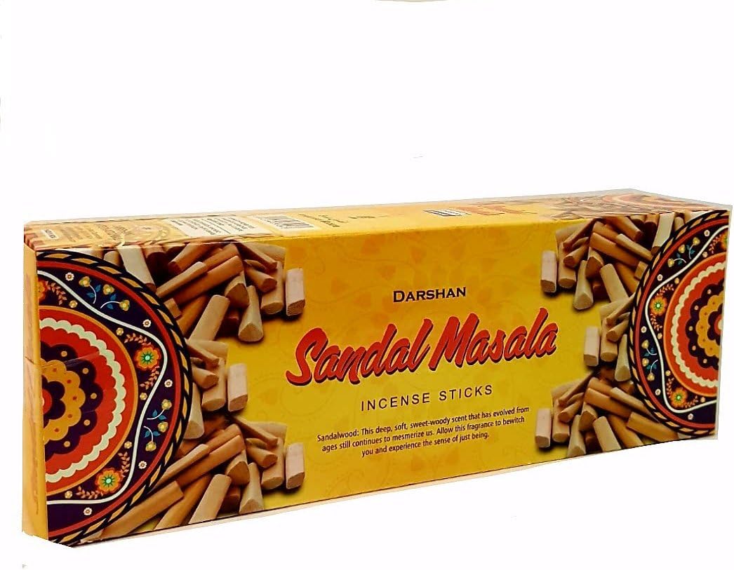 Darshan Handmade Sandal Masala Incense Sticks Box of 6 Packets with 20 Sticks Each = 120