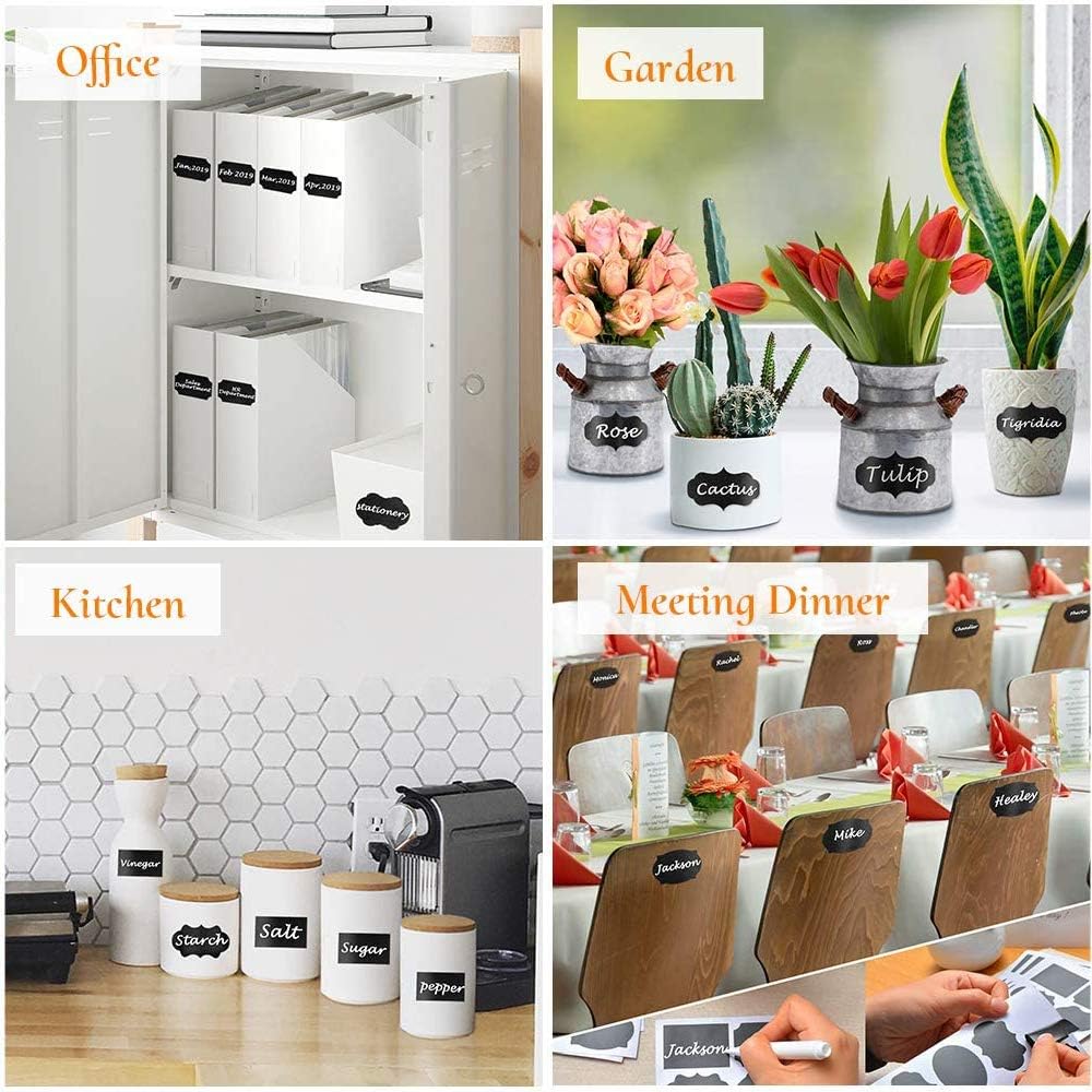100Pcs Chalkboard Labels Stickers, Reusable Small Waterproof Sticker Label with White Liquid Chalk Marker for Home and Kitchen, Adhesive Removable Chalk Board Mason Jar Labels : Office Products