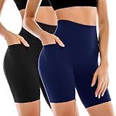 Leafigure 2 Pack Womens Biker Shorts with Pockets, High Waisted Yoga Shorts for Women Running Gym and Workout