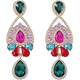 Wekicici Multicolor Rhinestone Earrings Bridal Chandelier Drop Earrings Cluster Rhinestone Dangle Earrings for Wedding Party Fashion Accessories Gift for Women (Multicolor)