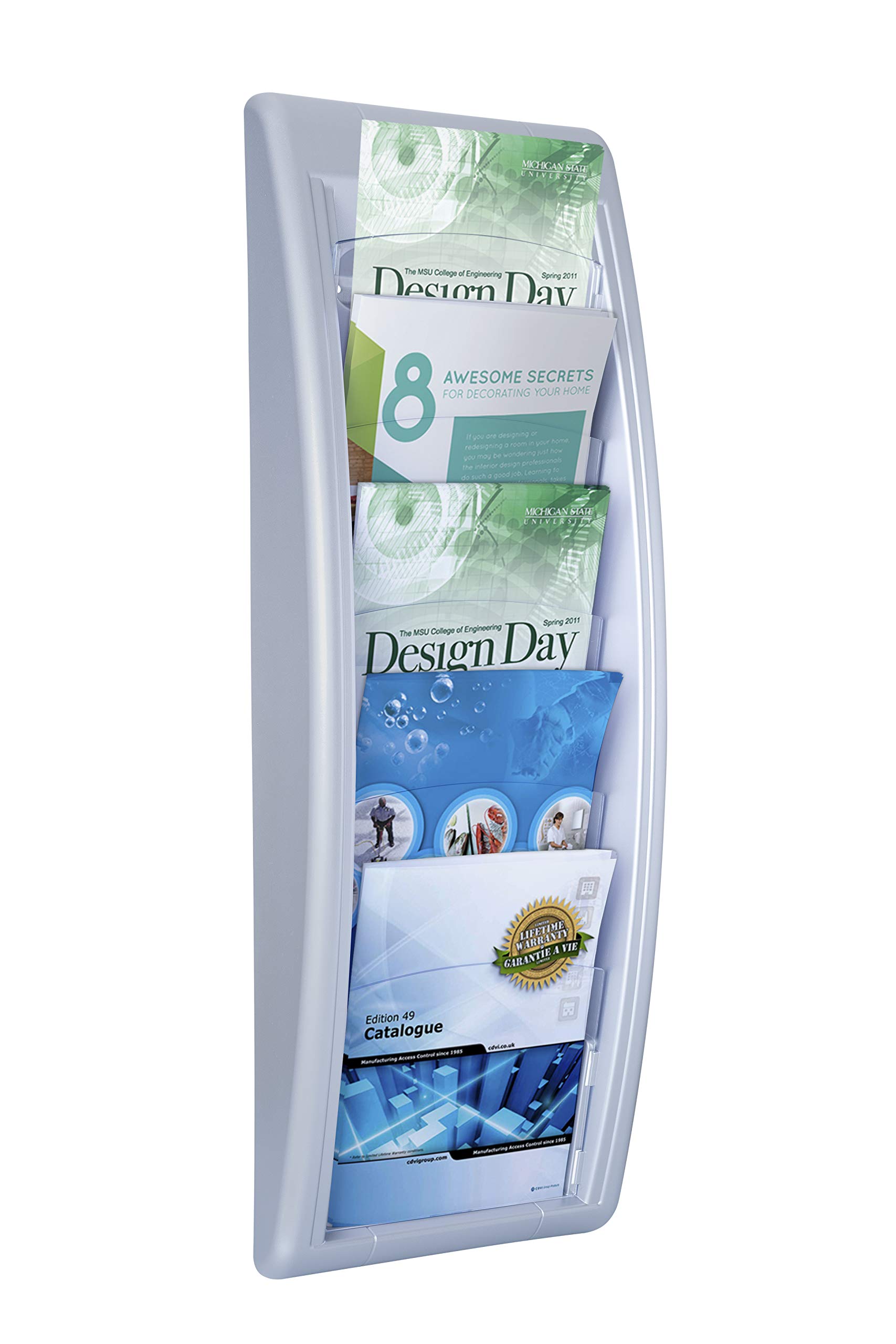 Paperflow Fast Paper Quick Fit System Wall Display 5 x A5 Silver 4063.35, Aluminum — image 1