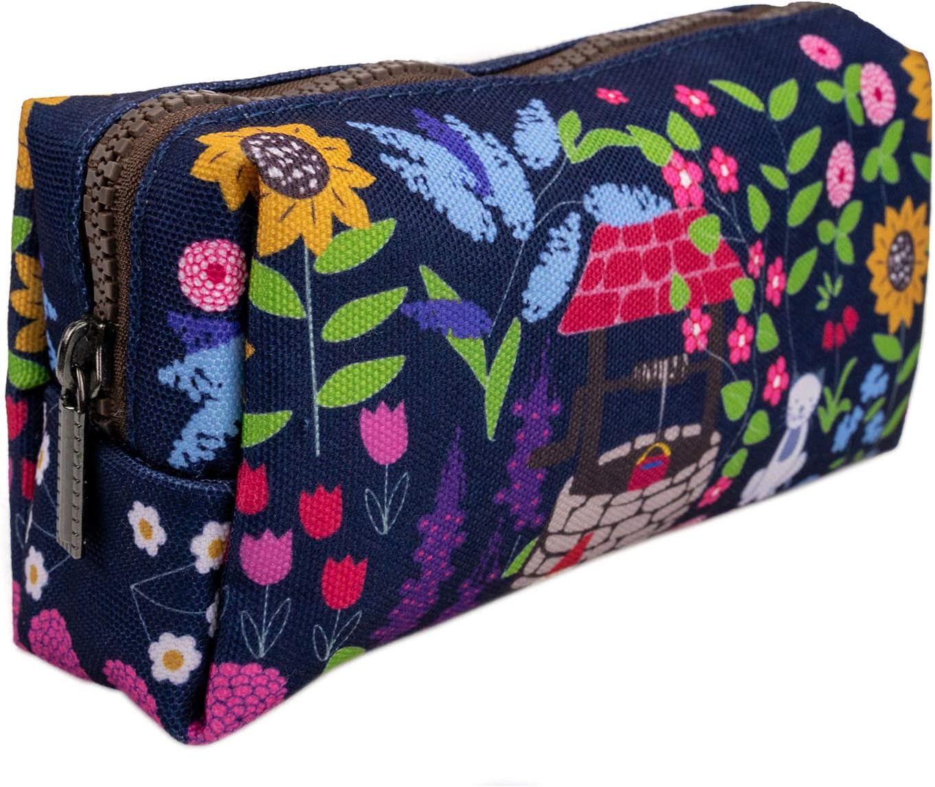 LParkin Cute Garden Gnome Canvas Pencil Case Pen Bag Pouch Gadget Box Stationary Case Makeup Cosmetic Bag