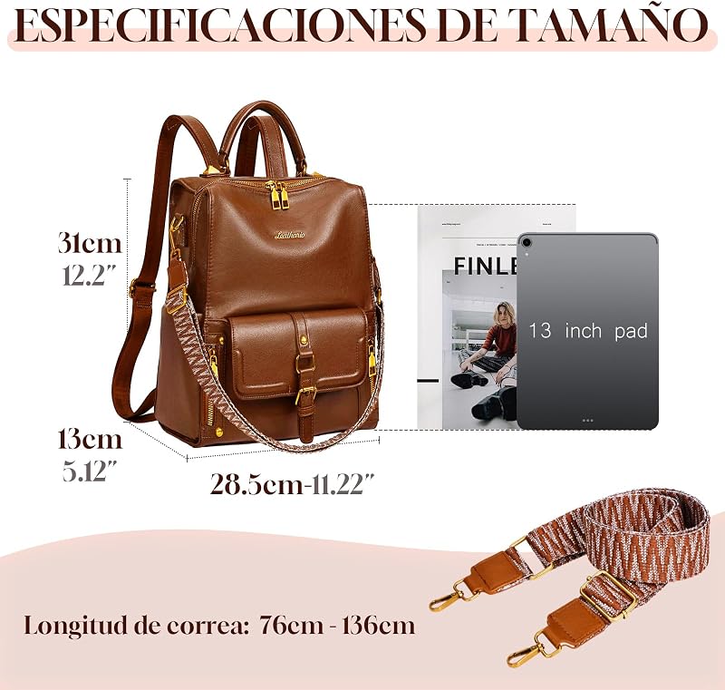 Bolso Mochila Mujer 3 en 1 Casual para Diario Marrón