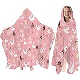 Fiwbnasz Dance Hooded Beach Towel for Kids, Pink Hooded Towels for Toddlers 30" x 50", Kids Beach Towels for Pool, Travel, Swim, Ballet Wearable Bath Towel for Girls, Toddlers