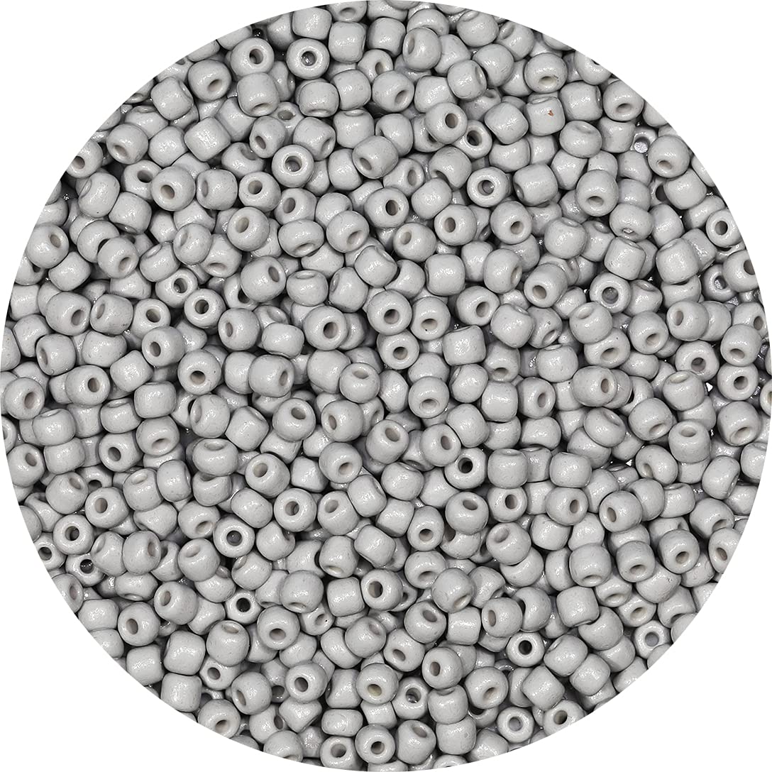 Bala&Fillic Gray Color 4mm Seed Beads About 1200pcs/100Grams in Bag, 6/0 Glass Craft Beads for Making Bracelet and Necklace (Gray) — image 1