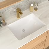 GhomeG Undermount Bathroom Sink Rectangle 21x15 Inch White Rectangular | Porcelain Ceramic Vessel Sink with Overflow Under Counter Lavatory Vanity