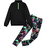 Coedody Girls Clothes Fashion Half Zip Sweatshirt Tie Dye Pants 2 Piece Girls Outfits Size 6-14Y Kids Activewear Set