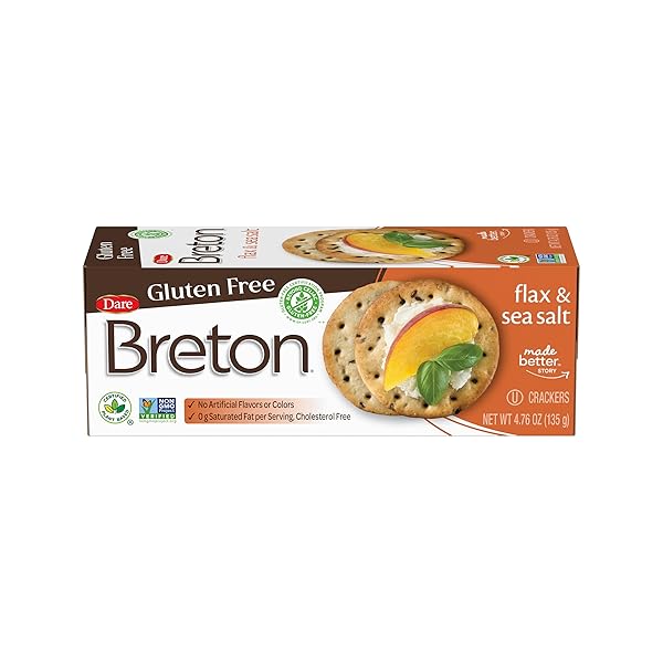 DARE BRETON GLUTEN FREE CRACKERS, ORIGINAL WITH FLAX, 4.76 OUNCE,PACK OF 1