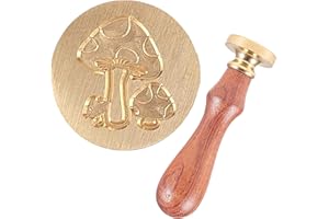 CRASPIRE Mushroom Wax Seal Stamp Vintage Mushroom Sealing Wax Stamps with Wooden Handle 25mm Retro Removable Brass Head for Wedding Invitations Envelopes Christmas Thanksgiving Xmas Gift Wrap
