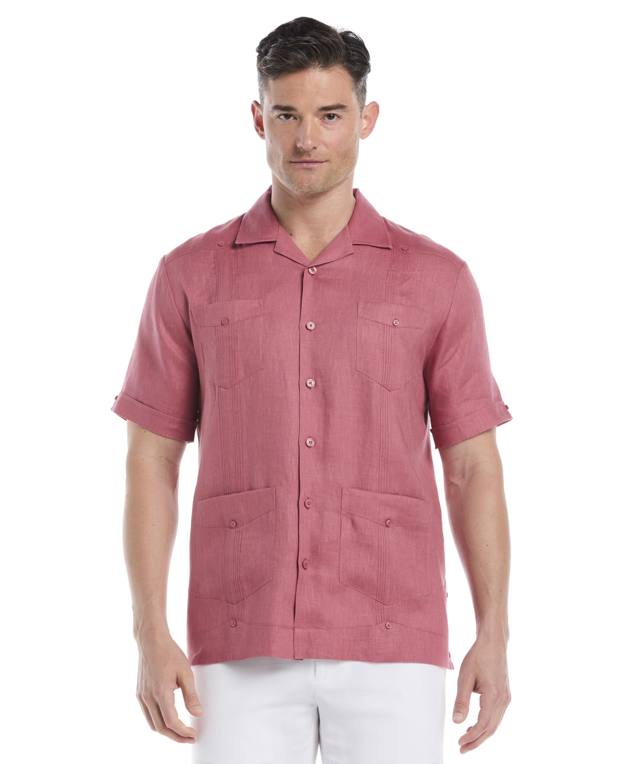 Cubavera Men's 100% Linen Four-Pocket Short Sleeve Button-Down Guayabera Shirt (Size Small - 5X), Mauvewood, Large Image